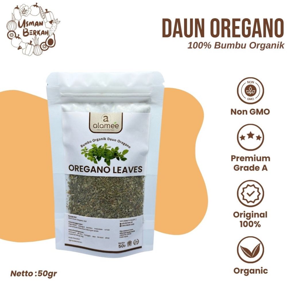 

Daun Oregano Kering Dried Leaves Flakes Garnish Murni Asli Tanpa Campuran Bumbu Organik USMAN BERKAH