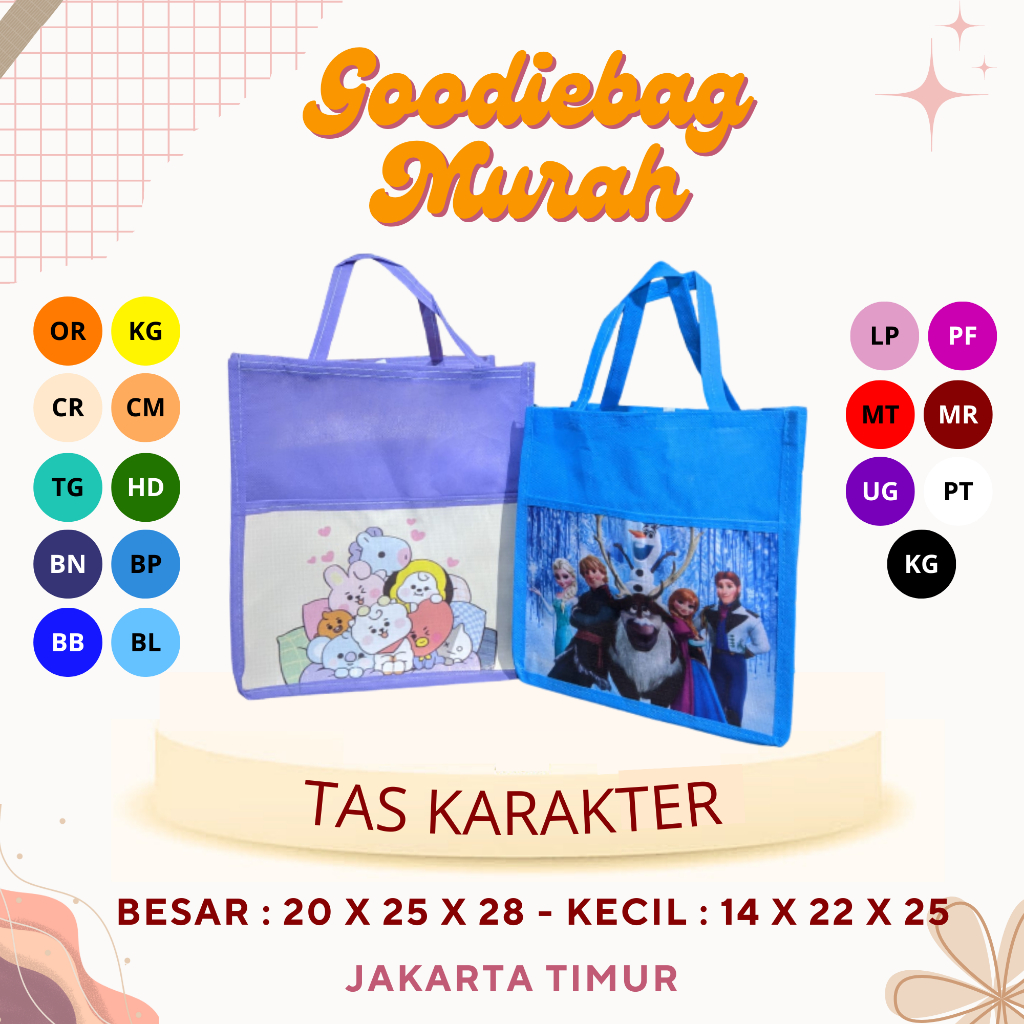 

Tas Goodiebag karakter anak isi. 12pcs/tas spunbon/tas ulang tahun/goodiegbagmurah/tas pesta/jaktim
