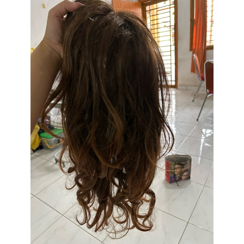 Preloved wig rambut palsu panjang brown coklat