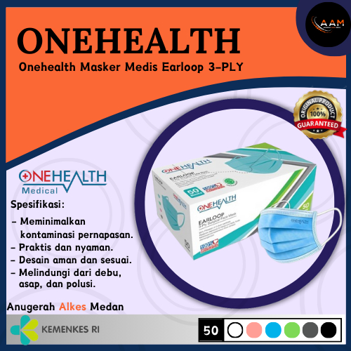 ONE HEALTH MASKER SURGICAL 3PLY MASKER MEDIS ALKES MEDAN ALAT KESEHATAN MEDAN