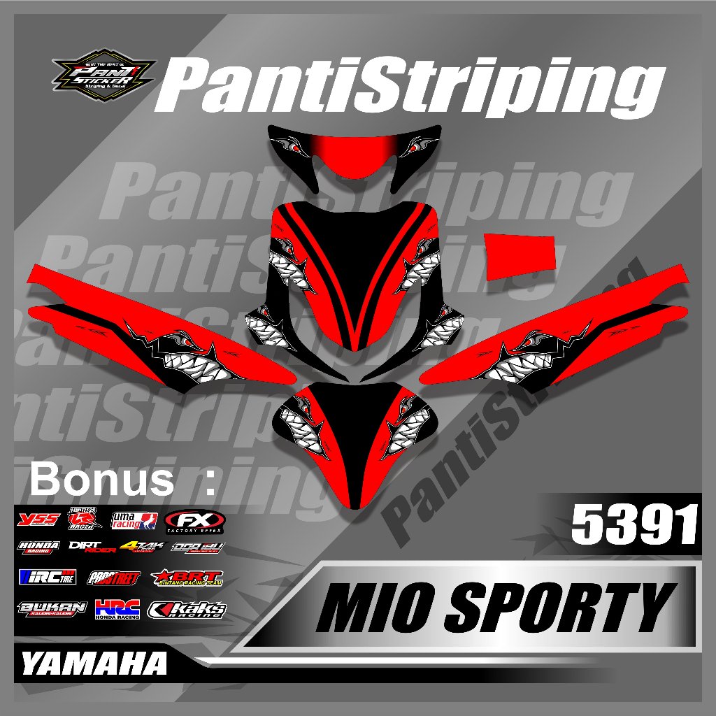 Sticker Decal Striping Yamaha Mio Sporty Lis Variasi - Stiker skotlet motor Mio Sporty DESIGN HIU Fu