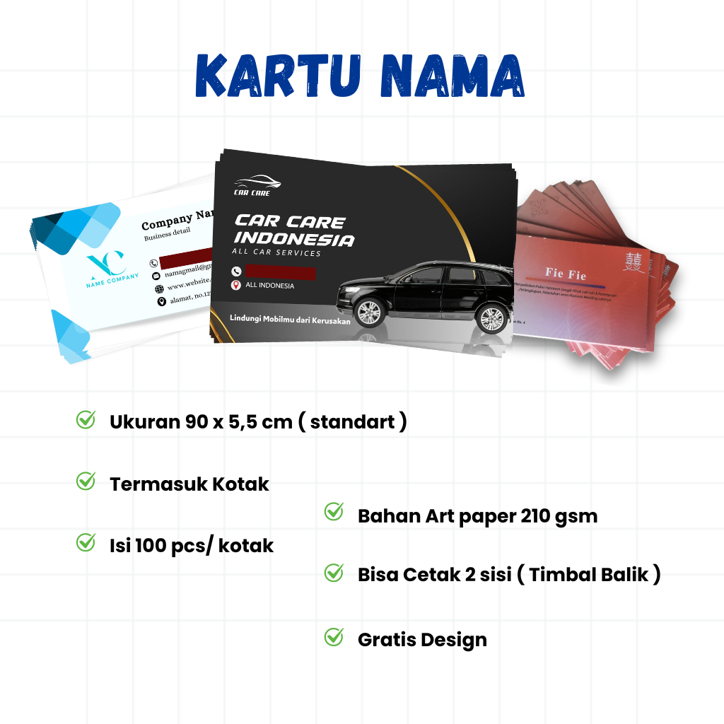 

Kartu Nama Custom Isi 100pcs / Cetak Kartu Nama / Kartu Nama Satu Sisi Timbal Balik