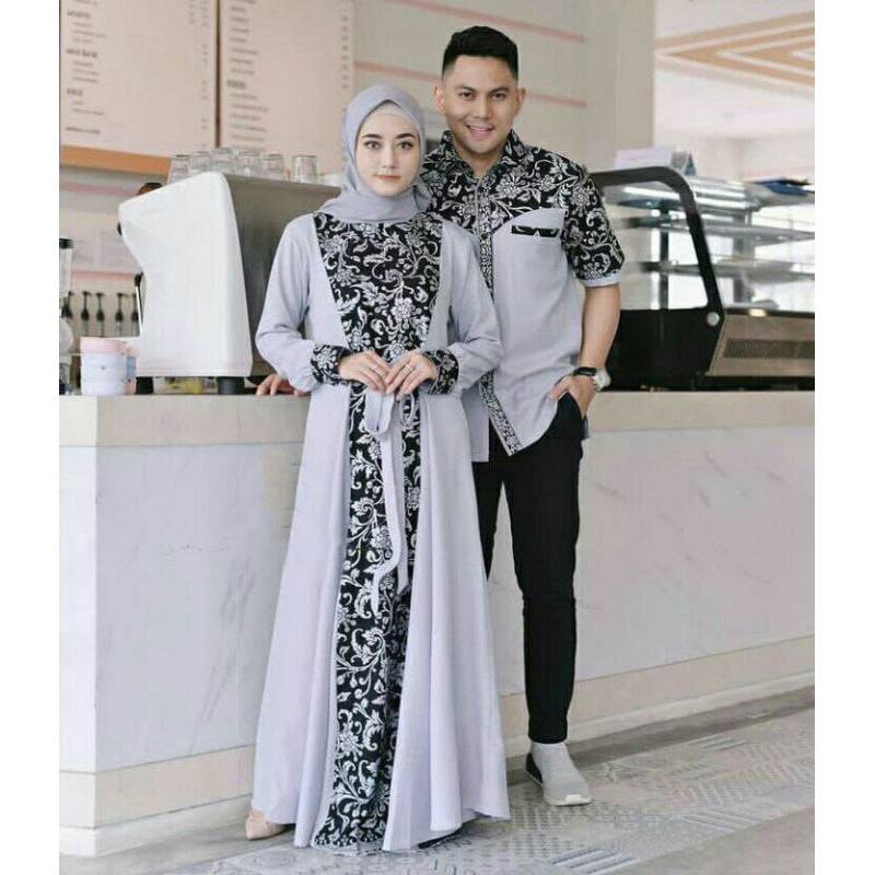 Batik couple gamis muslim prada couple abaya | Baju couple tunangan