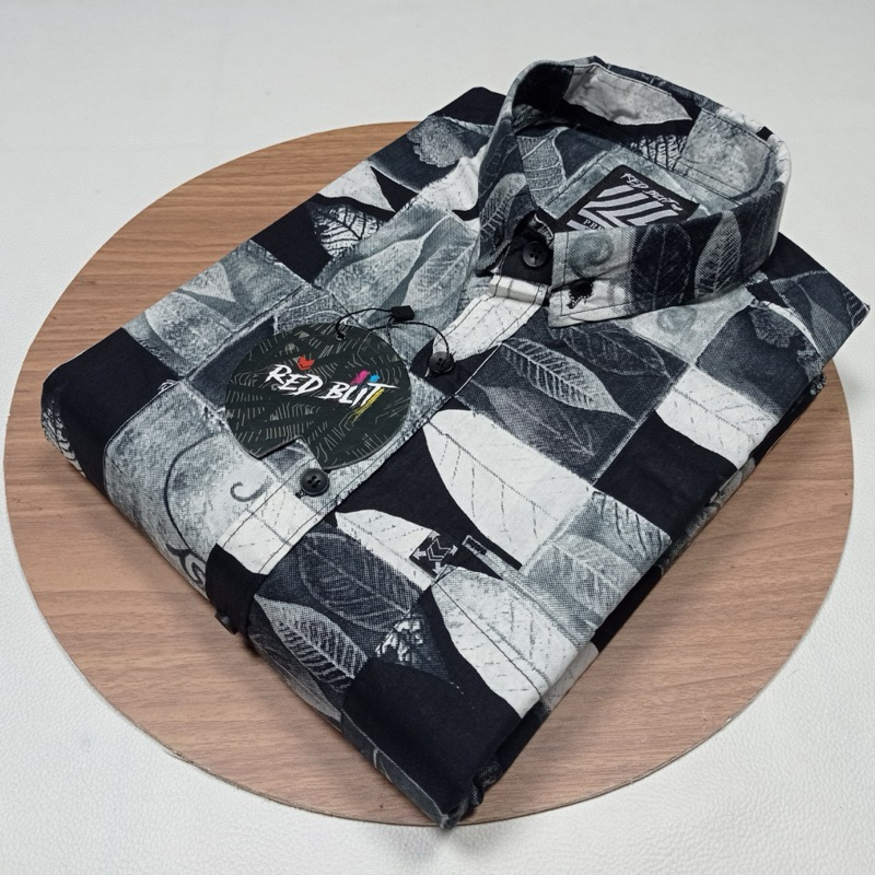 KEMEJA RAYON KEMEJA FULLPRIN KEMEJA PRIA LENGAN PENDEK MOTIF BUNGA-BUNGA BATIK GARIS-GARIS KEMEJA KA