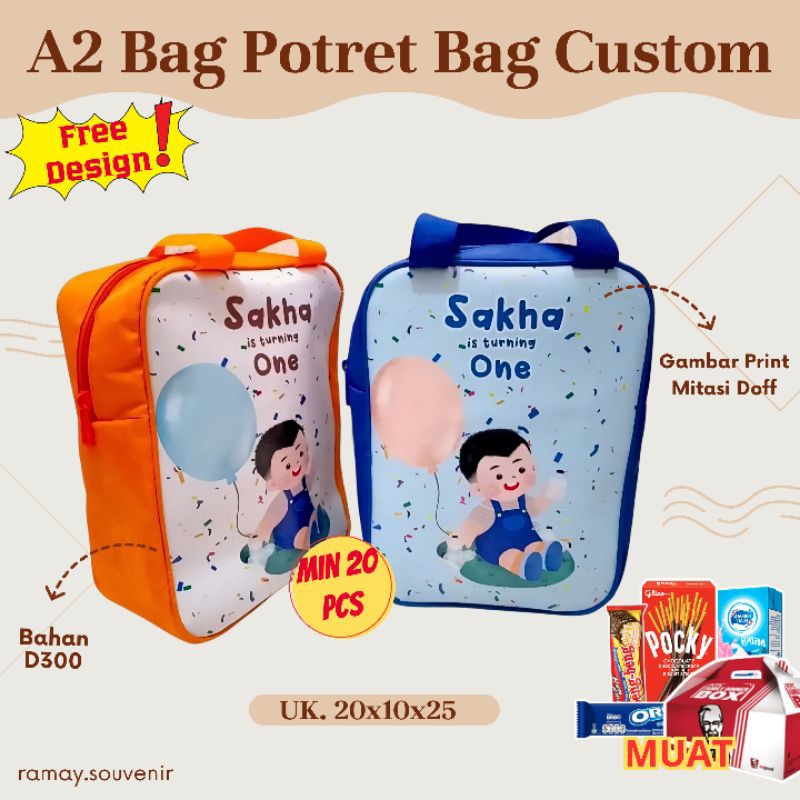 

TAS CUSTOM A2 POTRET MURAH/TAS ULTAH ANAK/TAS SOUVENIR ULTAH/FREE DESIGN/TAS ULTAH CUSTOM TERLARIS/TAS PREMIUM