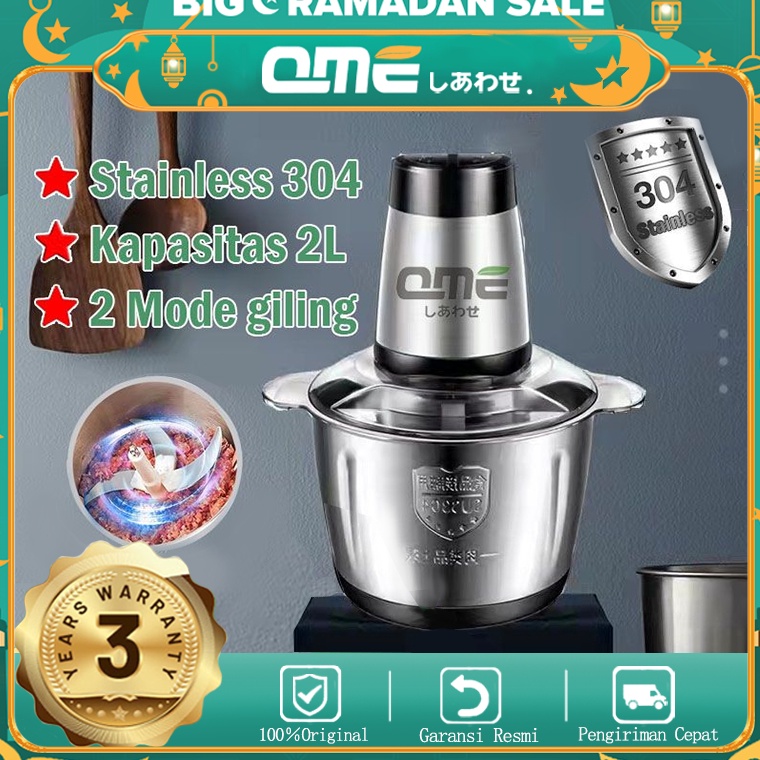 stok baru QME Chopper Blender daging penggiling Meat Blender Elektrik Stainless Steel Chopper Grinde