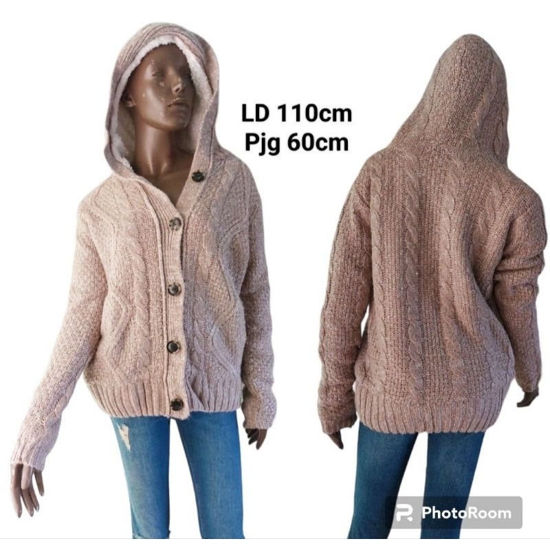 preloved branded original Bershka Sherpa jacket cardigan sweater size M