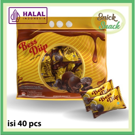 

Bess Diip Dip Coklat Bola Garing isi 40 pcs Crunchy Chocolate Ball