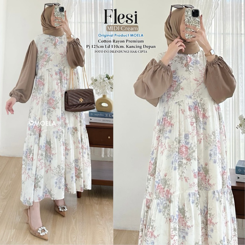 MOELA - (KOMBINASI) FLESI PINAS DIPNI SISAM GILFA GESIA BILLE DELINI RISANI SLAVI MIDI DRESS HIJAB B