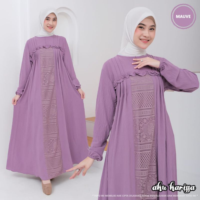AGNIA DRESS BROKAT ori AKU KARISSA / GAMIS BROKAT / GAMIS POLOS / GAMIS BUSUI / DRESS BROKAT / GAMIS