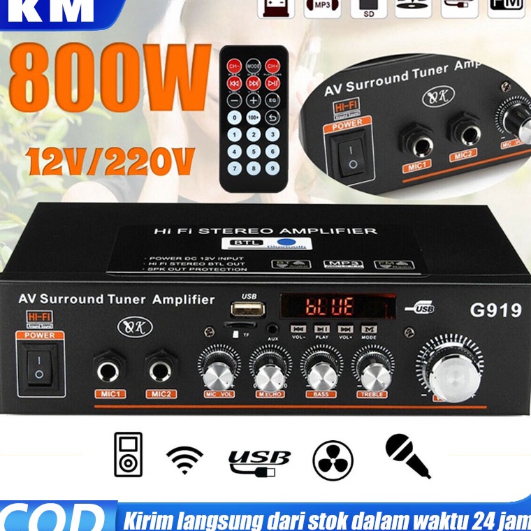 Stok Terbaru 8W G919 Mini Amplifier 12V22V FM SD HiFi bluetooth 5 Stereo Audio Player Power Amplifie