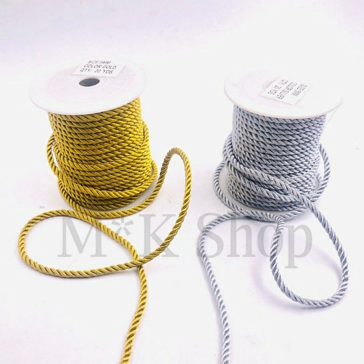 BQY382 MEN SALE Tali kur model tambang warna EmasPerak 5 mm