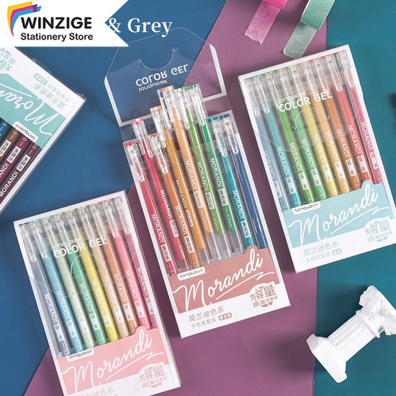 

XHP145 New event Winzige Set 9 Pulpen gel 5mm pulpen warna warni aesthetic morandi pastel retro color Journal Marker Pen Alat Tulis