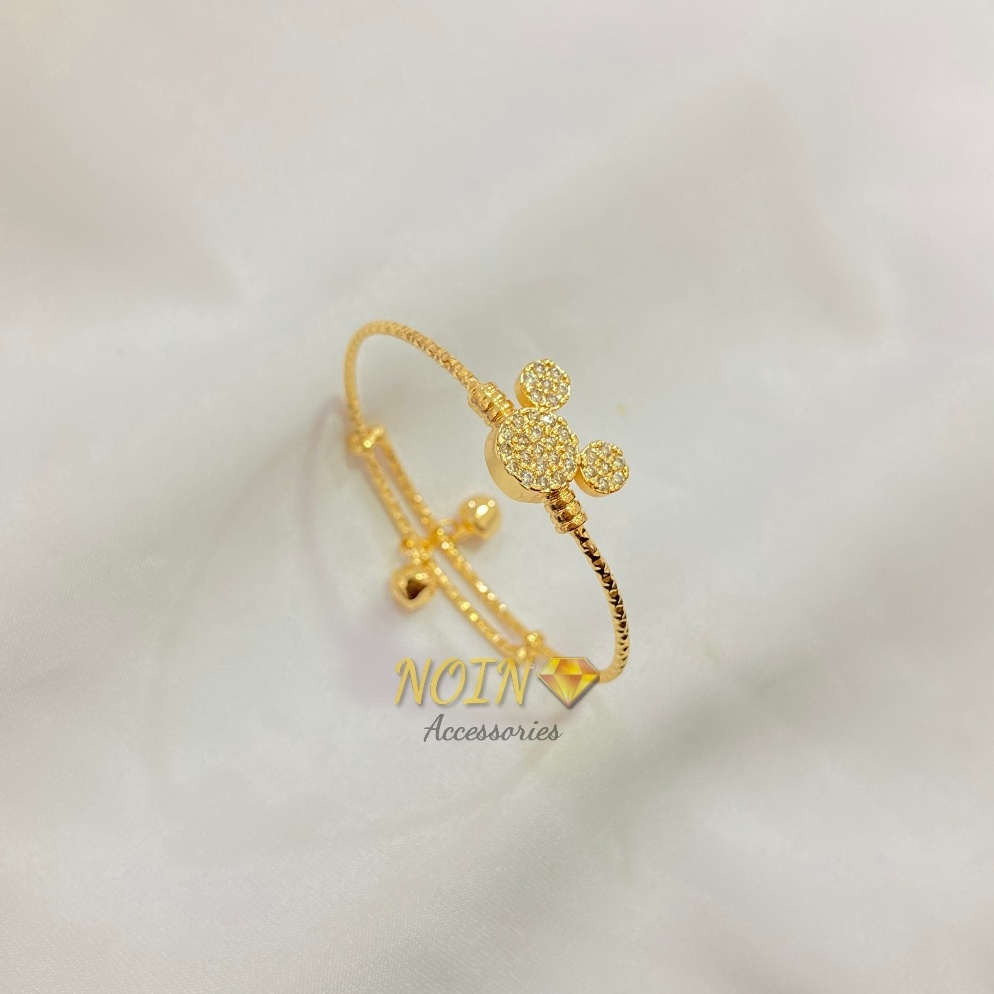 XSF851 ORIGINAL Gelang Anak Flexible Lapis Emas Permata Putih  Hitam