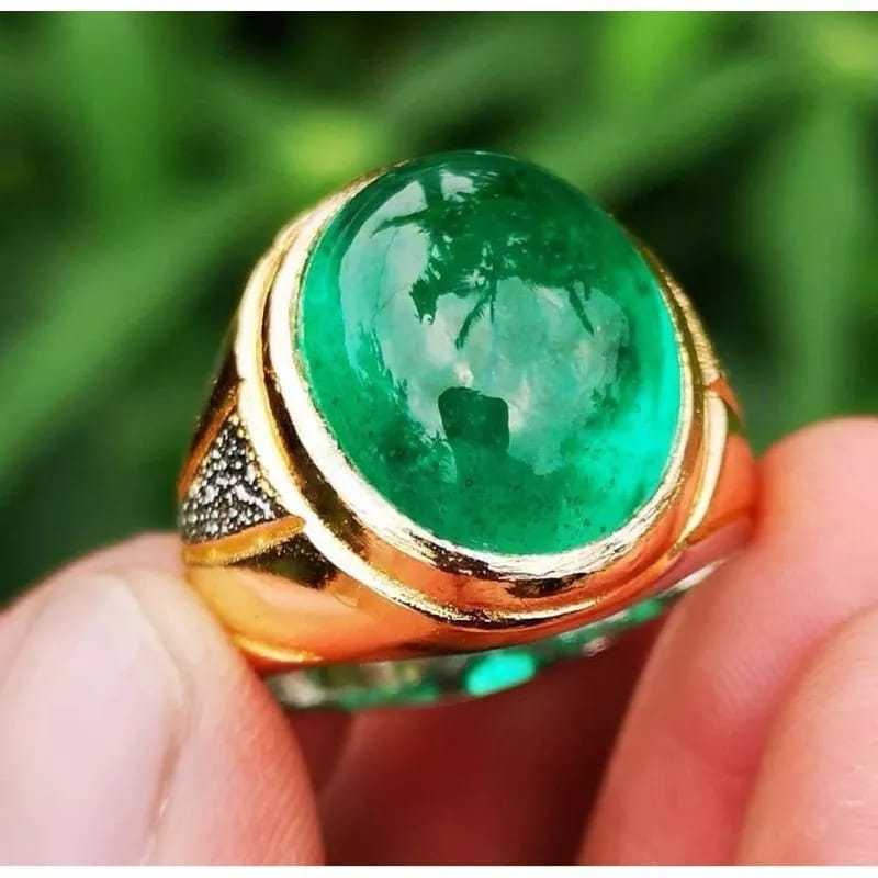 Cincin Pria Batu Cincin Emerald Jamrud Colombia Asli Super crystal termurah HQ