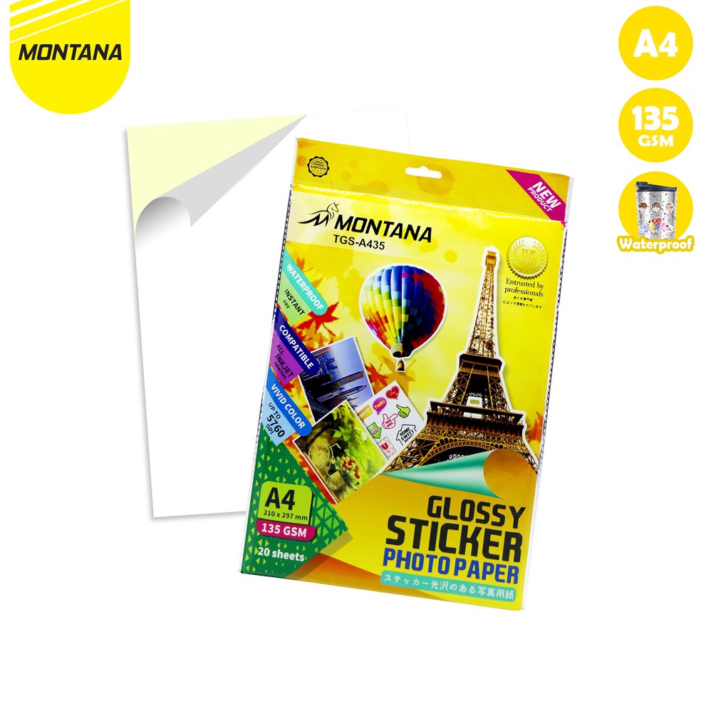 

SAU852 Stok terbaru MurahMurahATK Glossy Sticker Paper Kertas Photo Glossy Sticker Montana TGSA435