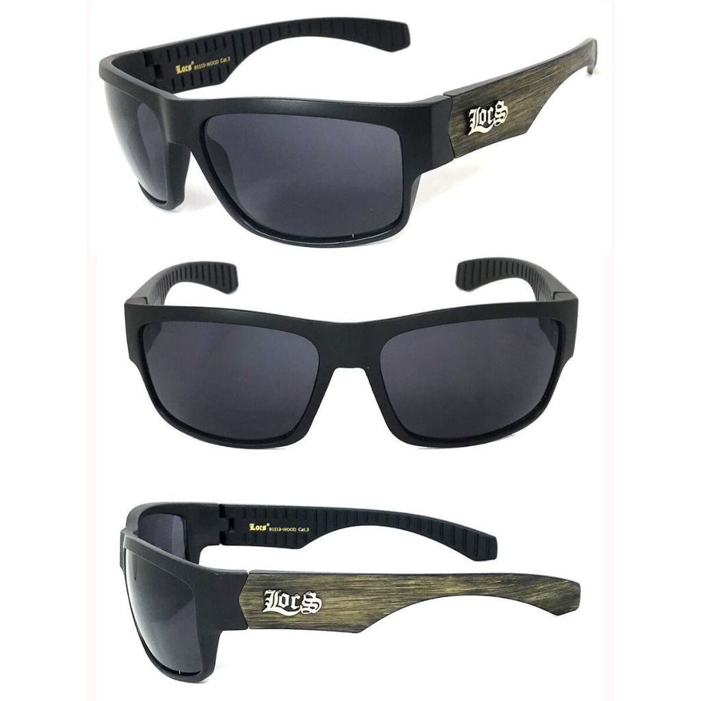 Locs Sunglasses 91113 Authentic Cholo Biker Motorcycle OG Style Faux Wood