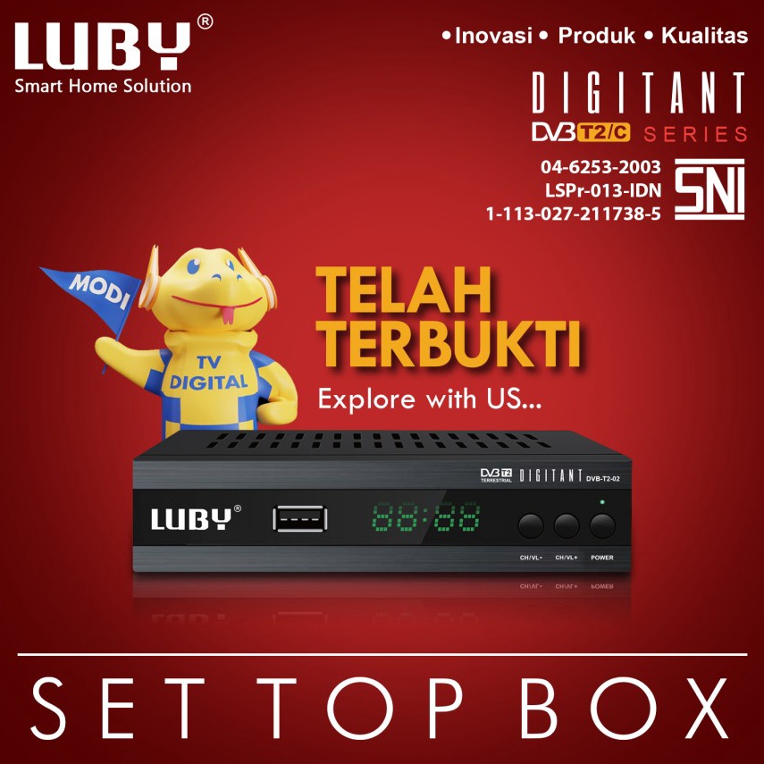 Harga Bersahabat Set Top Box TV Analog ke Digital Luby Tabung LCD LED Reciever DVB T2 2 Penerima Sia