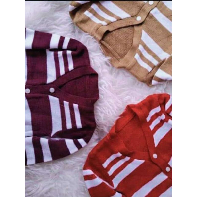 Cardigan Rajut Motif Salur Sweater Kancing 1-3thn Kardi Anak Unisex