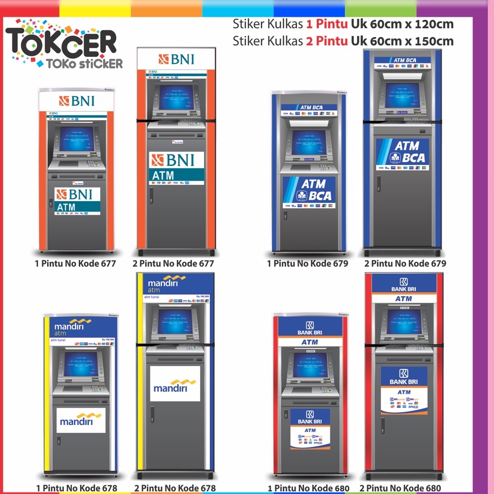 

SOC122 SALE STIKER Kulkas 1 Pintu dan 2 Pintu STANDAR Motif ATM