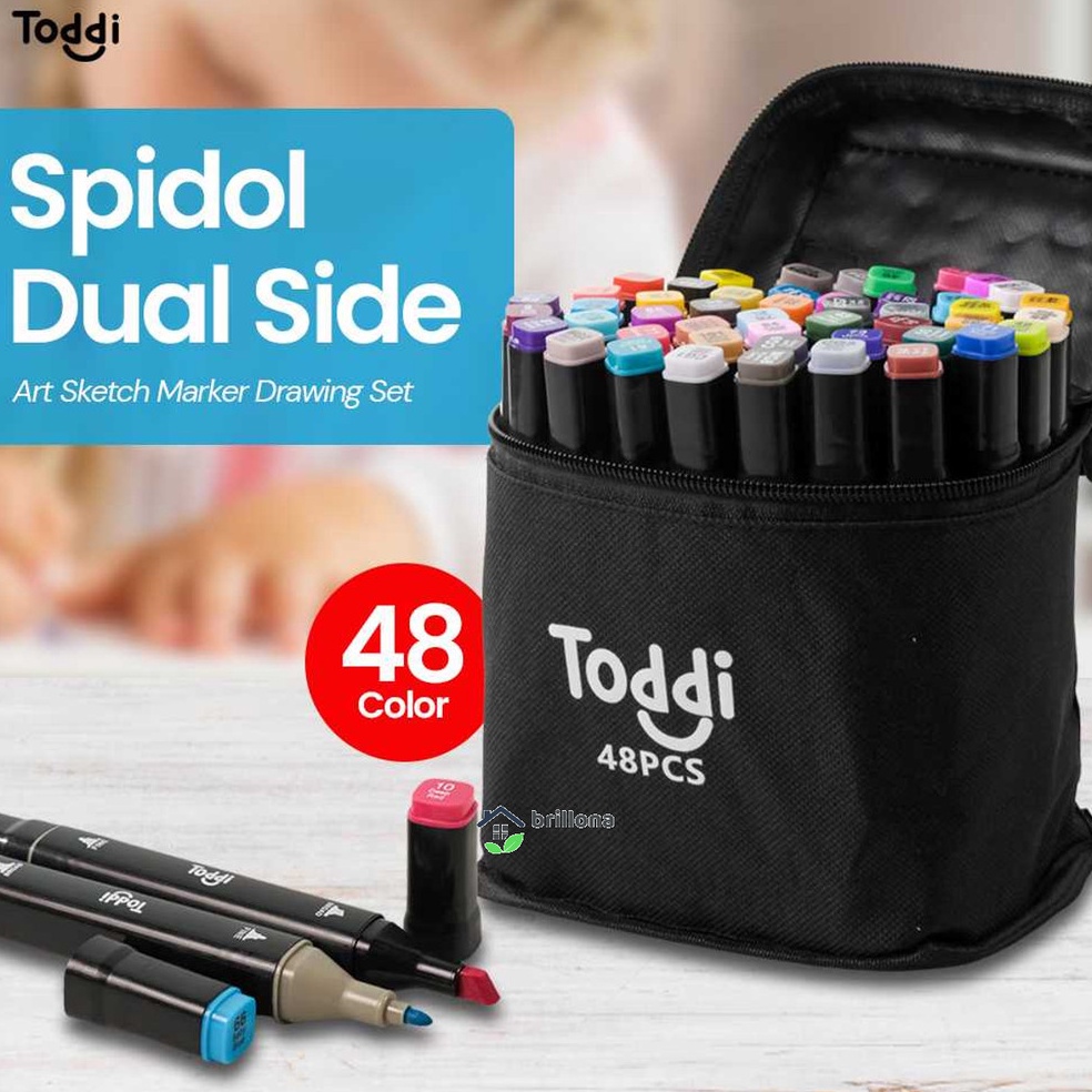 

WQS746 TERMURAH Toddi Spidol Dual Side Fine Art Brush Art Marker Set 1 and 6mm Tip CY6