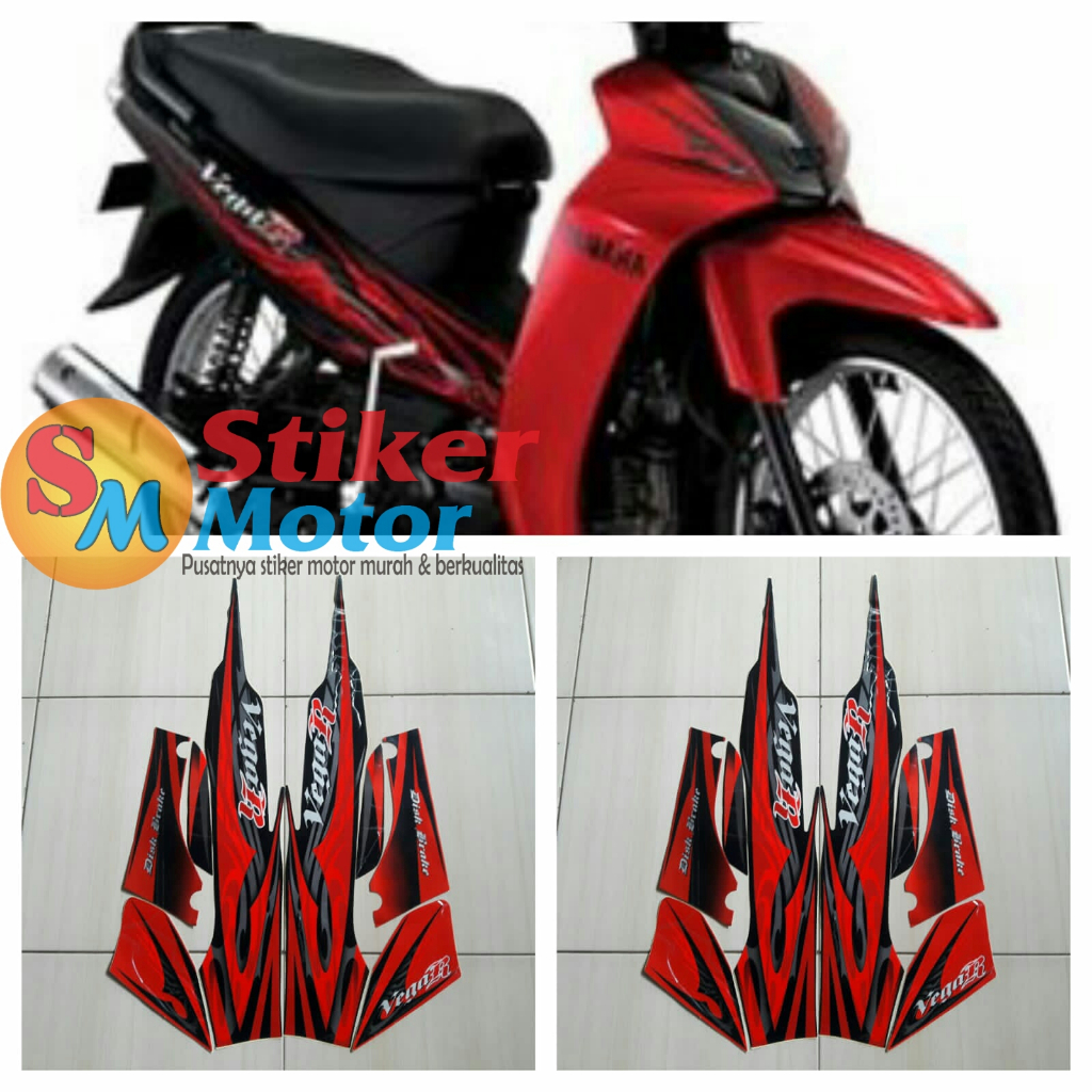 STRIPING STICKER LIS LES POLET BODY MOTOR VEGA R 2008 MERAH