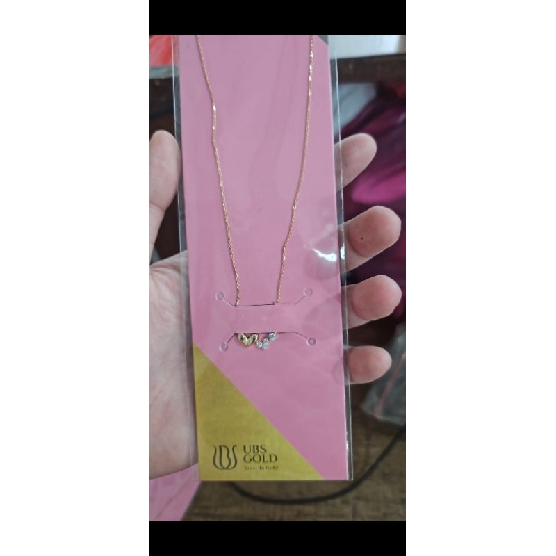 Kalung nori hati tulisan love korea mata putih emas asli 70% 700 fashion