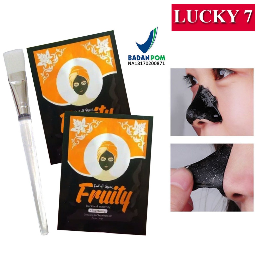 [ 1 Box 10 PCS ] BPOM Masker Wajah Fruity Naturgo / Masker Lumpur Blackmask Ampuh Mengangkat Komedo + FREE KUAS