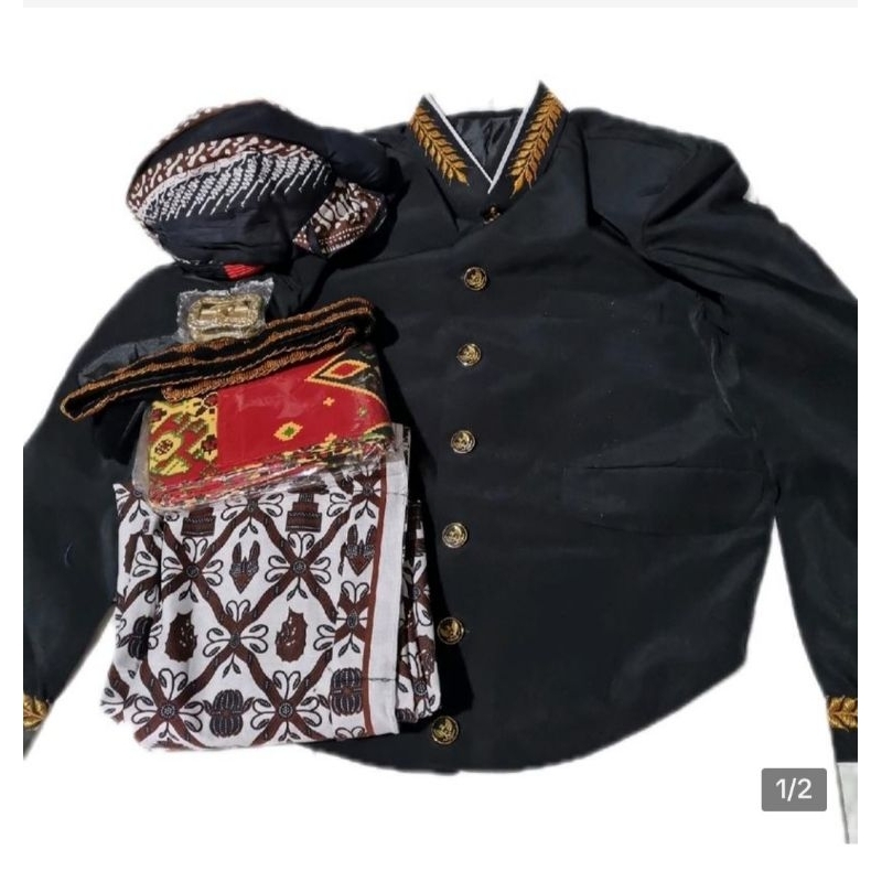 Beskap Yogya bordir Bapak set press lengkap