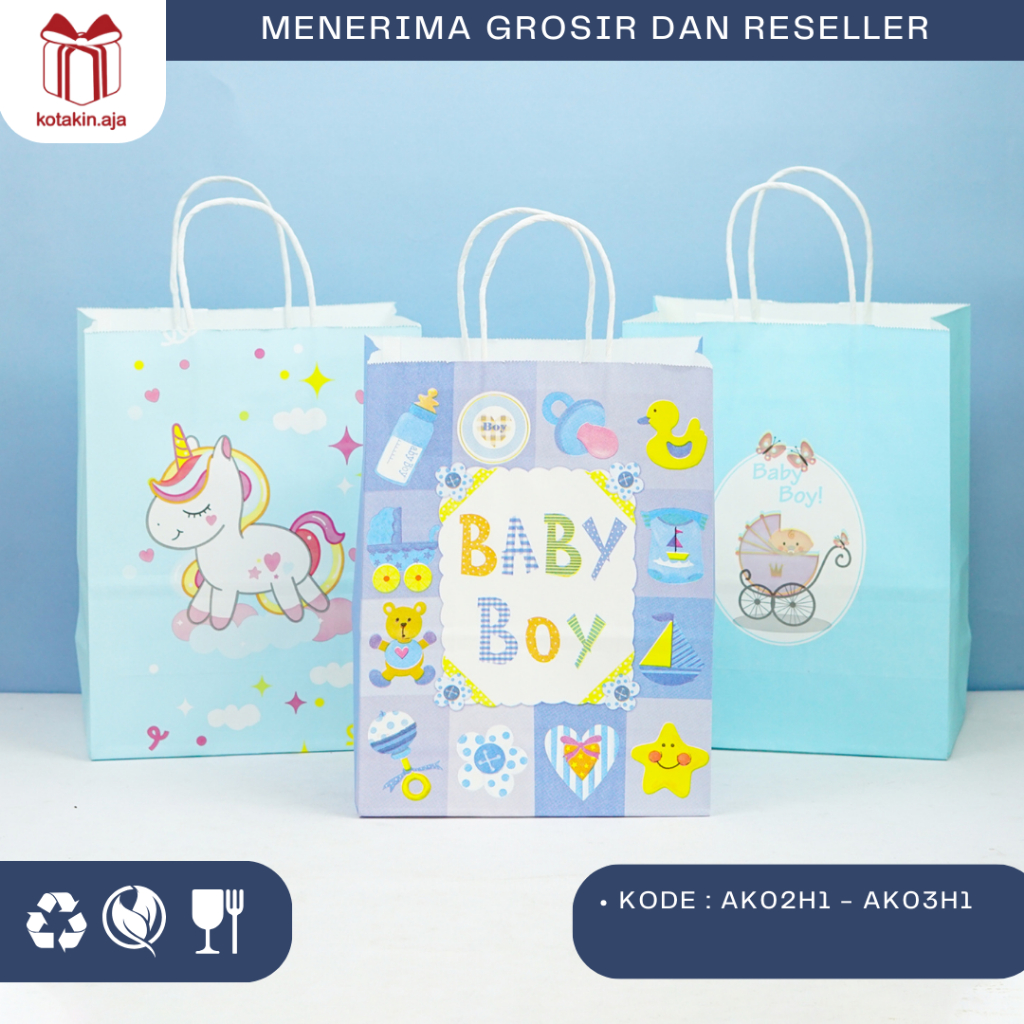 

Paper Bag Kraft / Paper bag Ultah / Paper Bag Baby / Tas Kado Ultah / Goodiebag Ultah / Paper Bag Motif I AK02H1-AK03H1