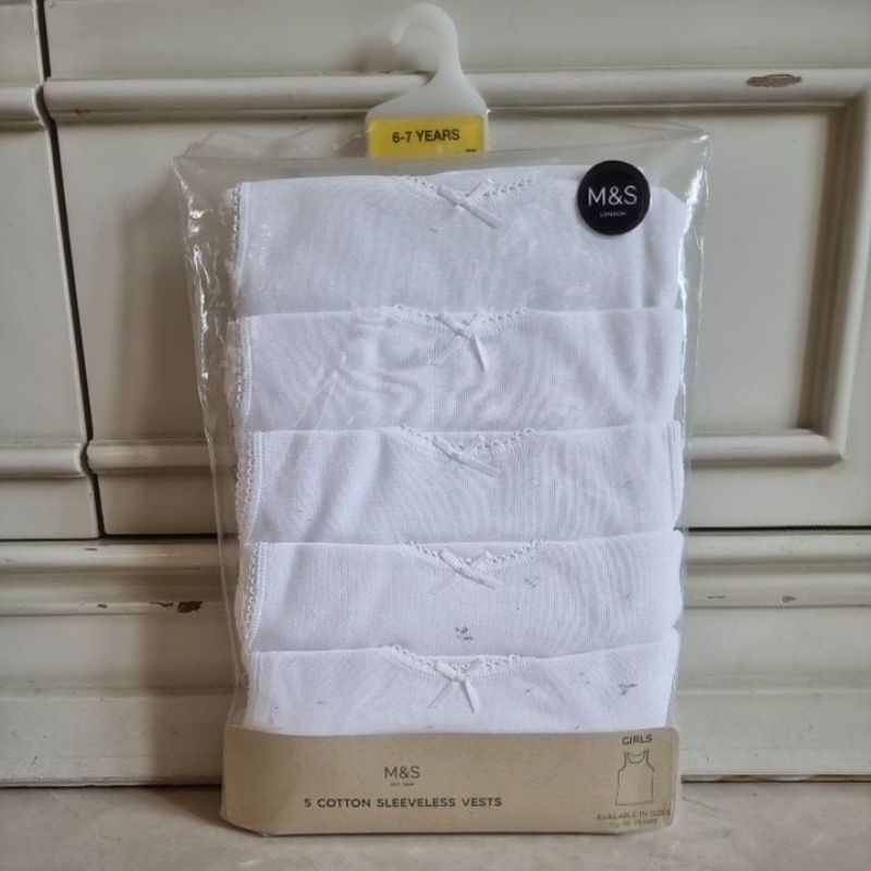 《NEW》Mark and Spencer kaos dalam anak perempuan putih polos