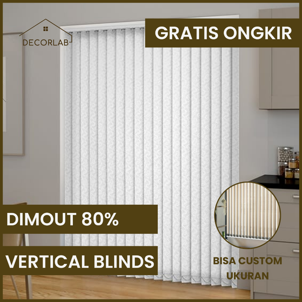 Vertical Blinds Dimout 80% - Tirai Gulung / Tirai Jendela - Gorden Gulung - CUSTOM UKURAN