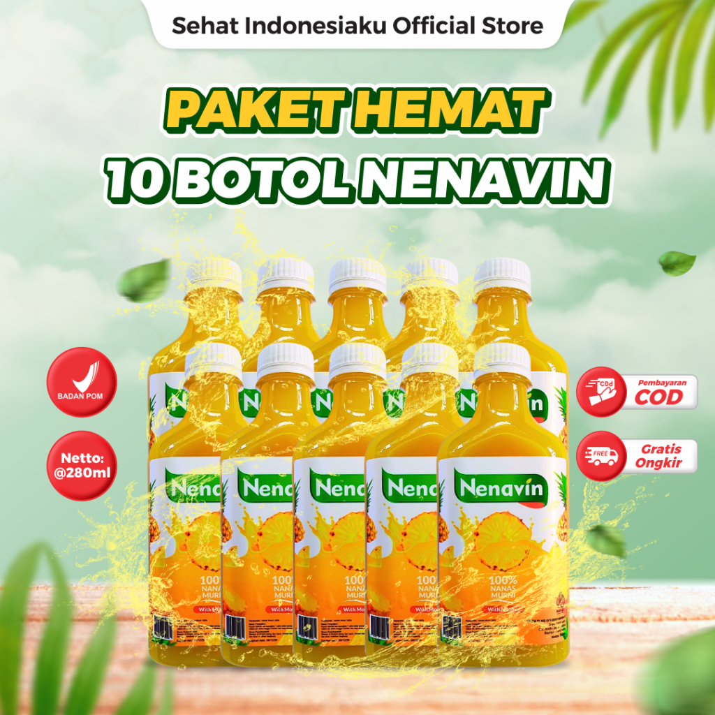 

PAKET 10 BOTOL NENAVIN Cuka 100% Nanas Tuntas Atasi Diabetes