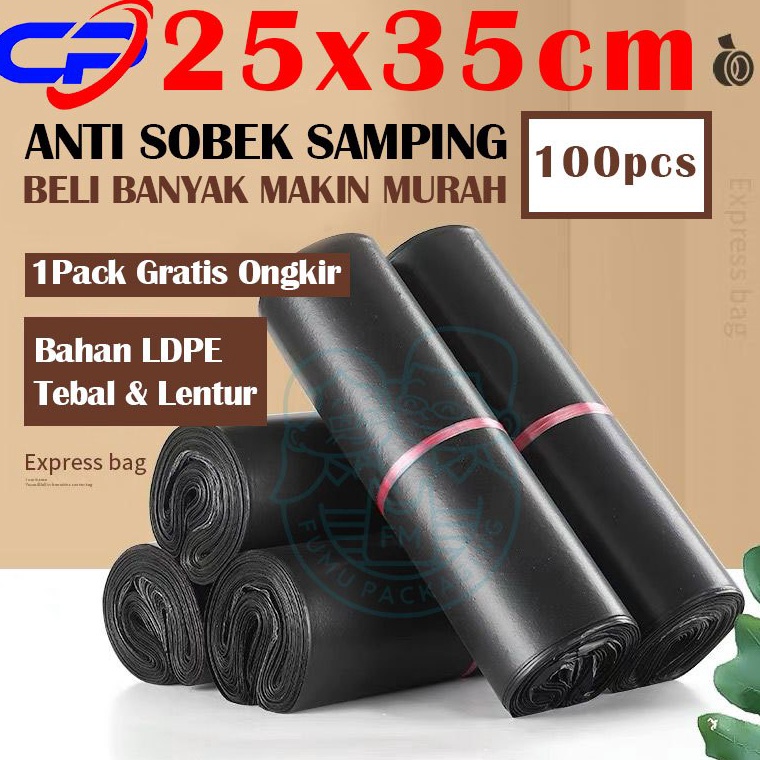 

SXH297 MEGA ALE Plastik Packing Olshop Polymailer 25X35CM Hitam EKONOMIS D Lem Perekat Tebal Grosir Termurah