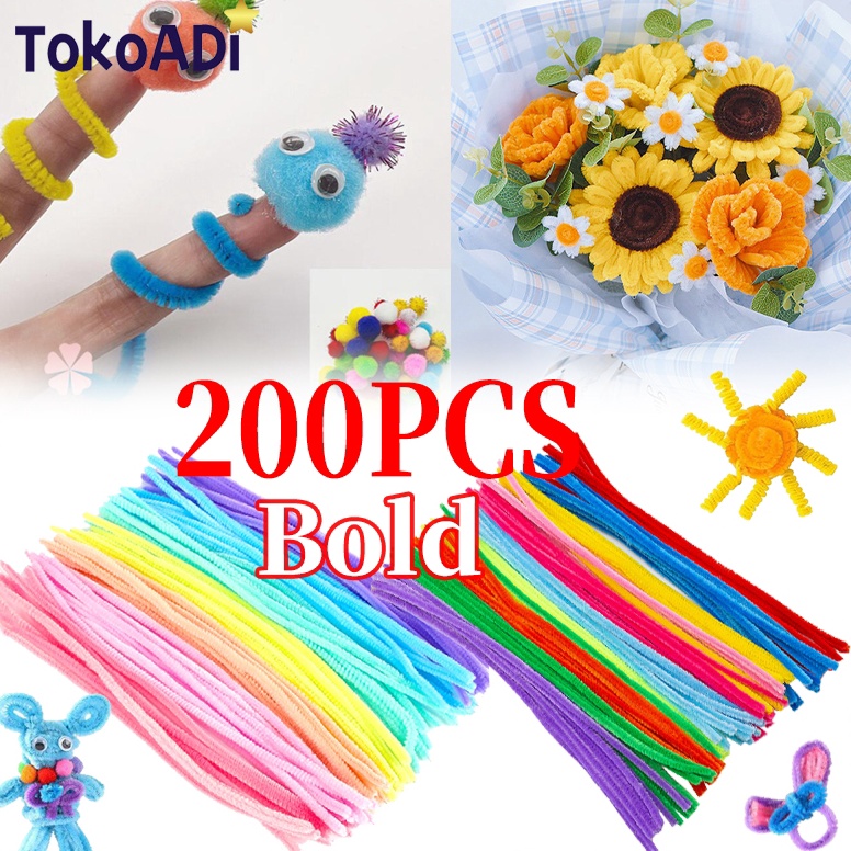 KQO382 GROSIR 1PCS Kawat Bulu Mercy Warna Pastel Pipe Cleaner Warna Soft Pink Muda Size Kawat 3Cm