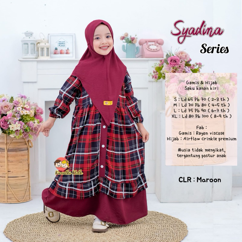SYADINA DRESS ANAK GAMIS DAN HIJAB SET - KINANTHI CLOTH