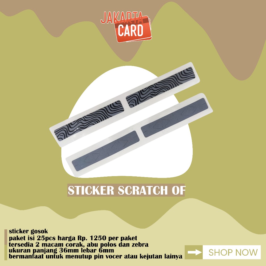 

scratch off sticker gosok penutup PIN voucher xerox label penutup angak Uk. 6 x 36mm isi 25