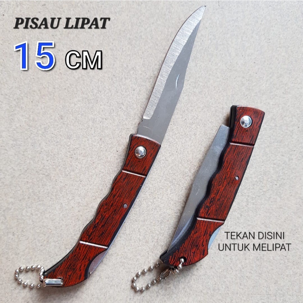 Pisau Lipat Motif Kayu 15 CM