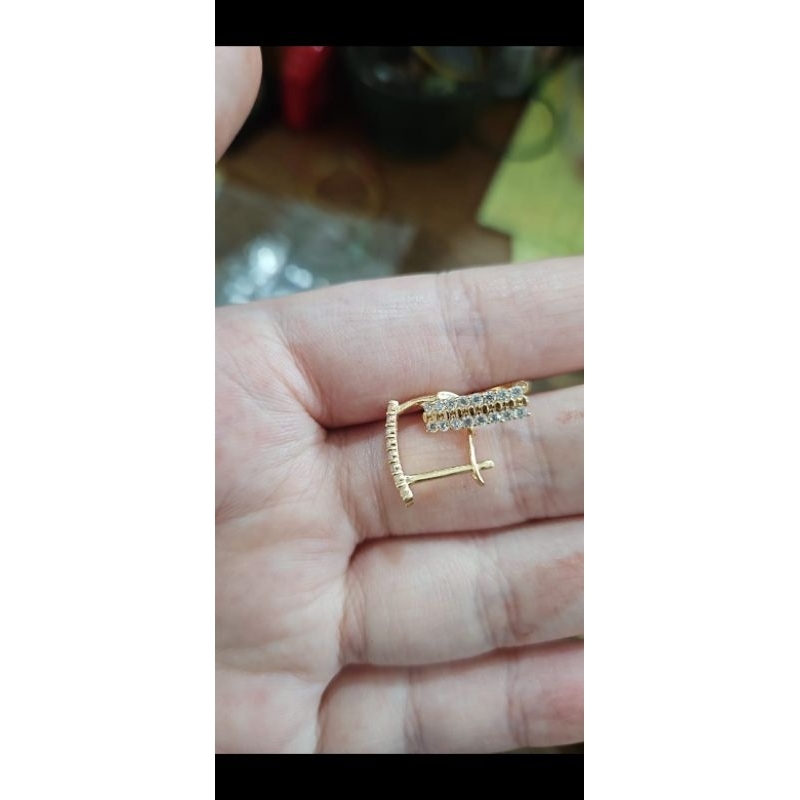 Anting jepit kartir emas asli muda 375 gold mas kuning