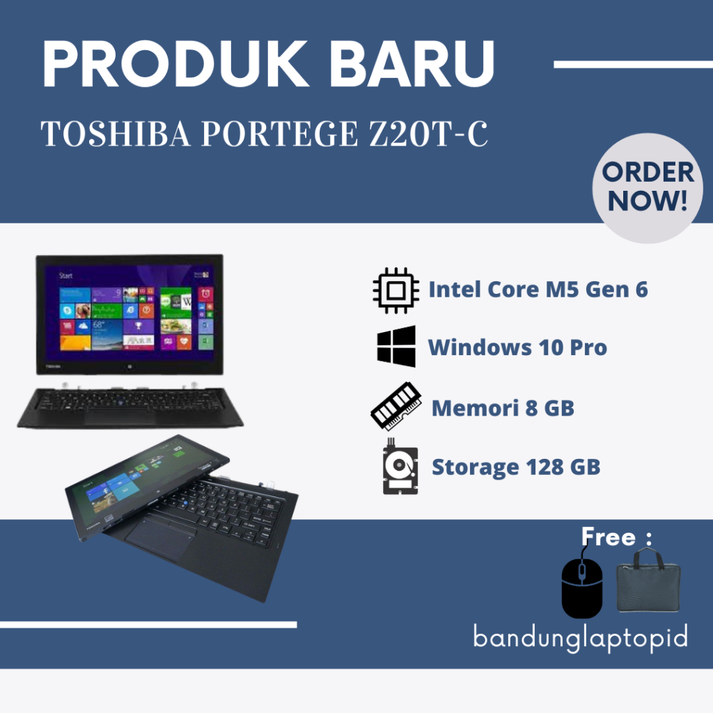 Laptop Toshiba Portege Z20T Intel Core M5 Ram 4GB SSD 128GB Murah BERGARANSI