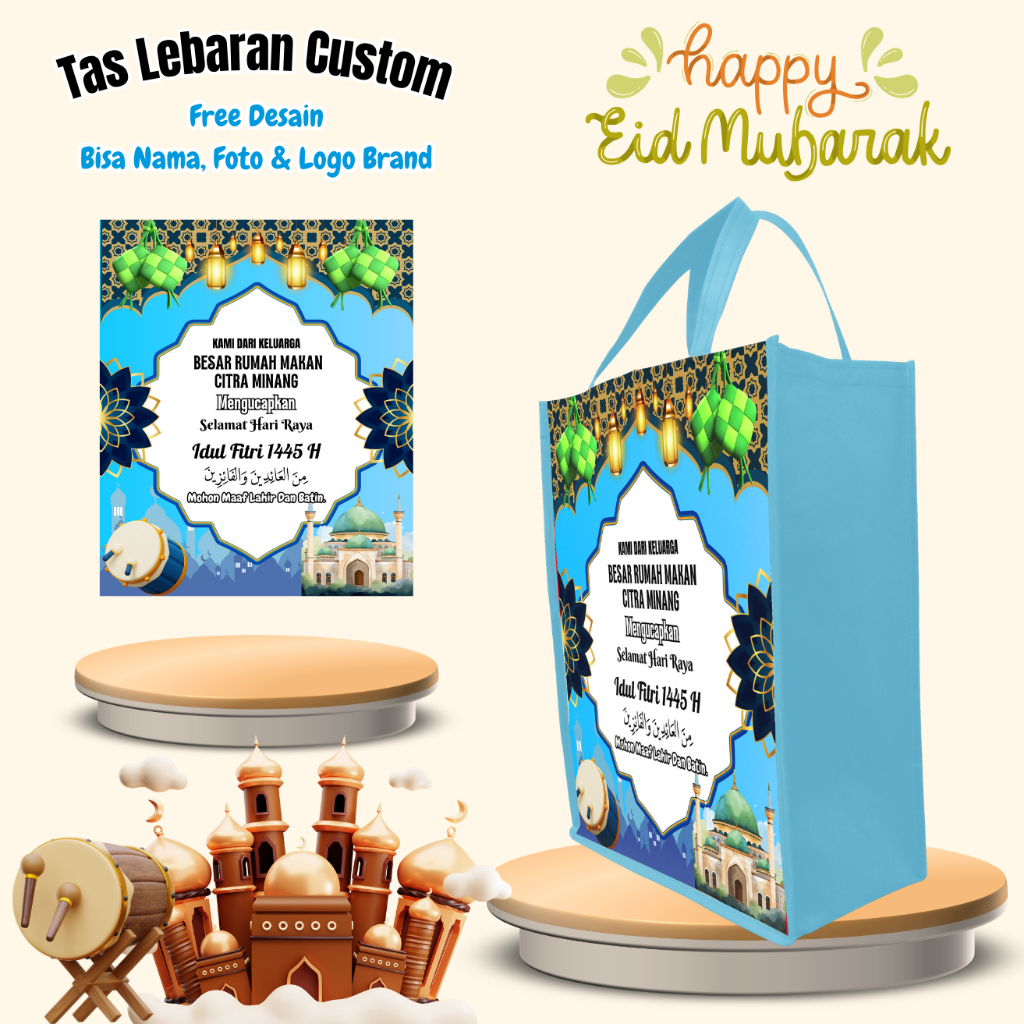

20 Pcs Tas Parcel Lebaran Sembako Idul Fitri Ulang Tahun Custom Desain Pakai Nama & Foto