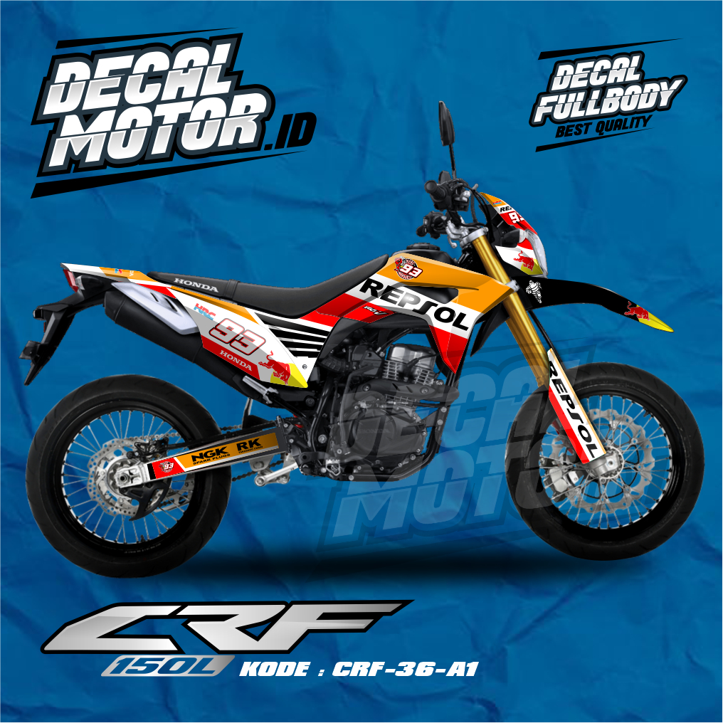 Decal Stiker Terkini CRF 150 L 2022 2021 2020 2019 Lis Fullbody Motor Custom Desain - Kode CRF