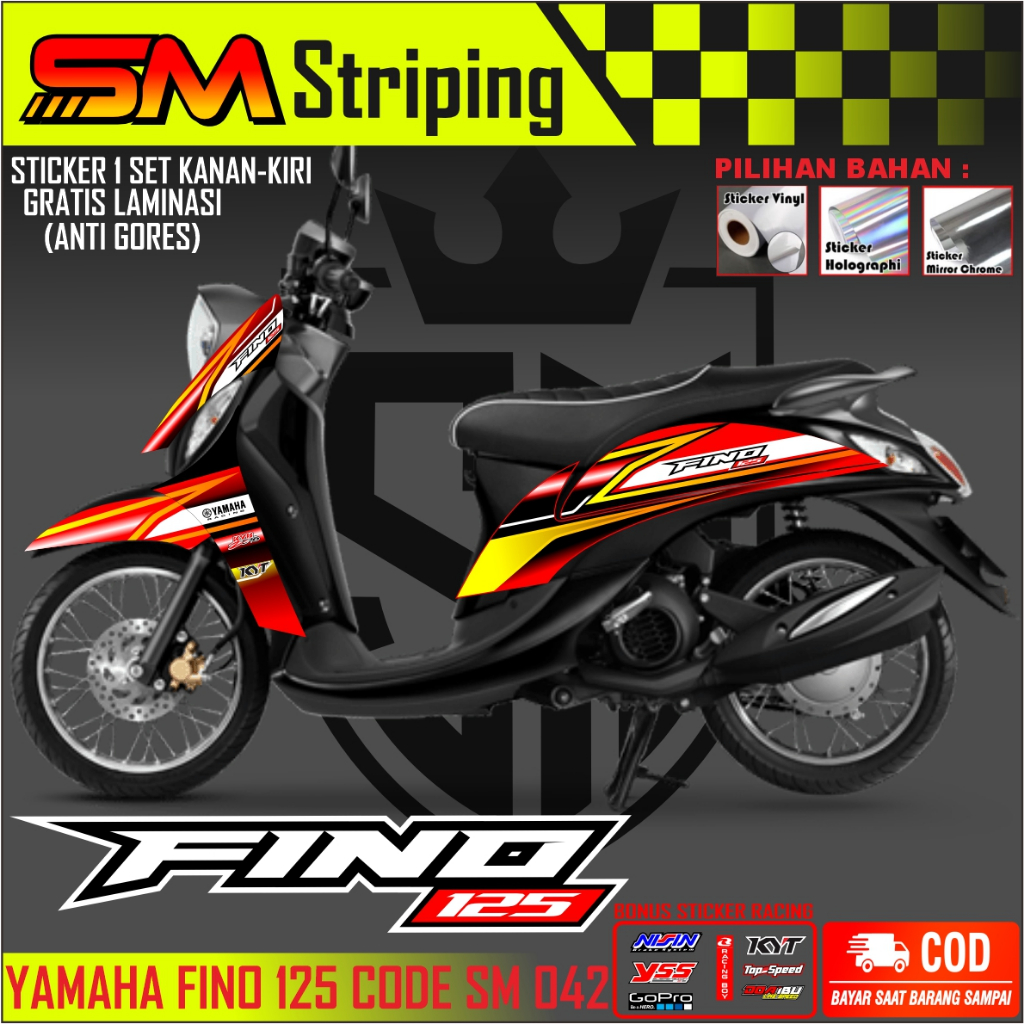 FINO 125 STIKER STRIPING PREMIUM MOTOR KEREN LIS VARIASI FINO 125 STIKER MOTOR YAMAHA DESAIN  KEREN 