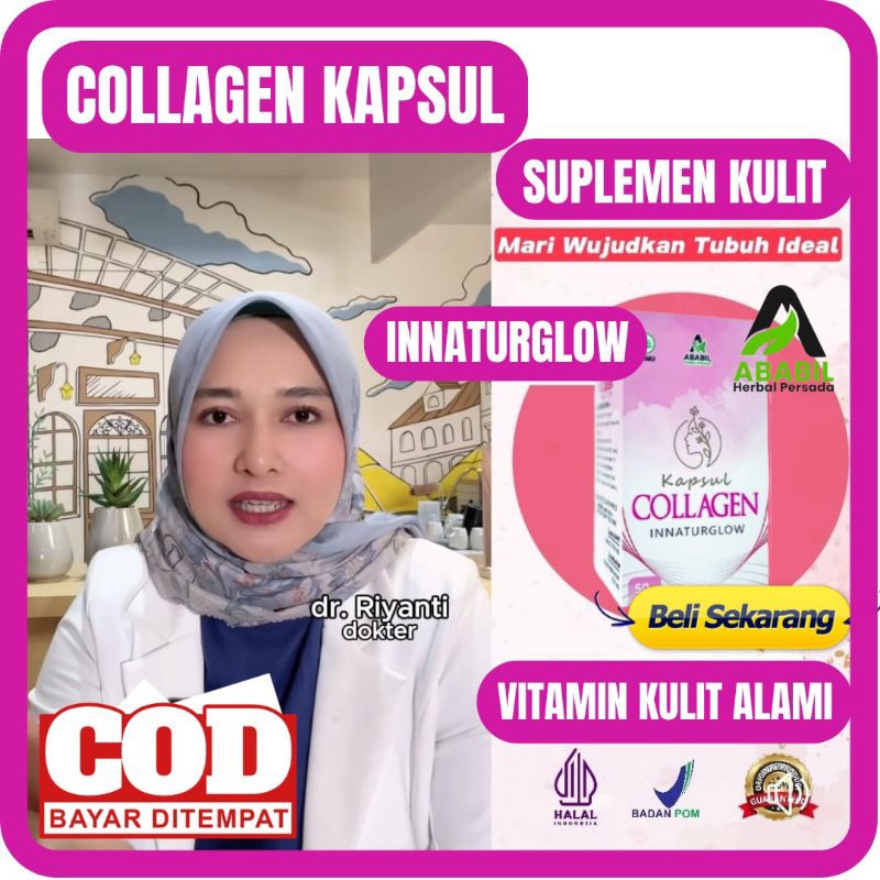 [BISA COD] COLLAGEN KAPSUL ABABIL - KAPSUL COLLAGEN INNATURGLOW VITAMIN KULIT SEHAT ANTI AGING & VIT