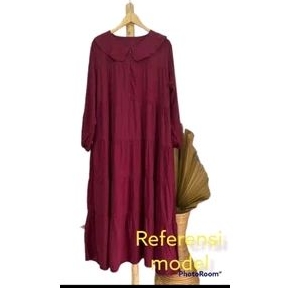 MIDI DRESS MIB MIDI DRESS RAYON PREMIUM POLOS DAN MOTIF MIDI UMPAK  BUSUI FRIENDLY RISLETING DEPAN M