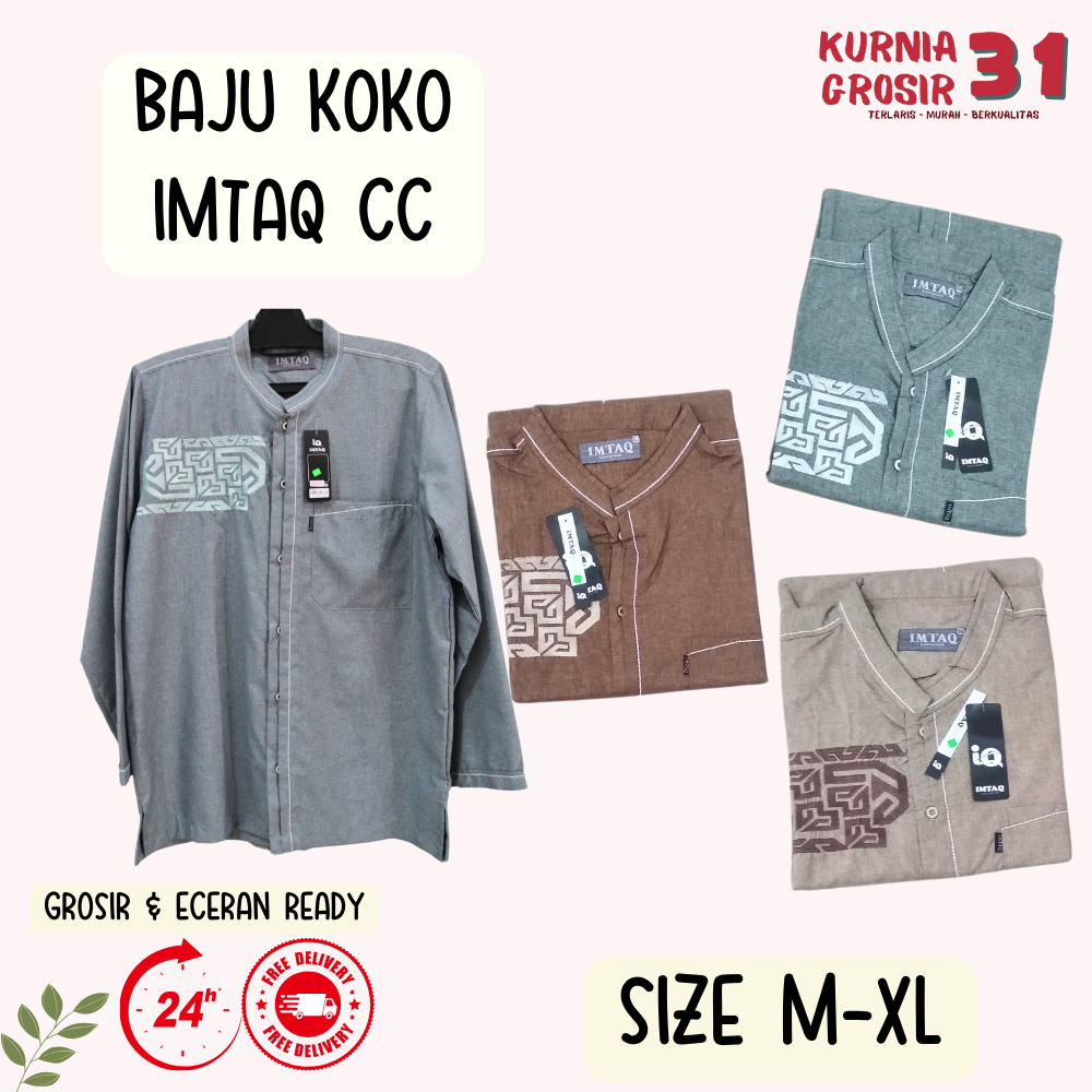Baju KOKO Lengan Panjang IMTAQ CC  20.233 / Baju Koko Pria Dewasa / Baju KOKO Ukuran M-XL