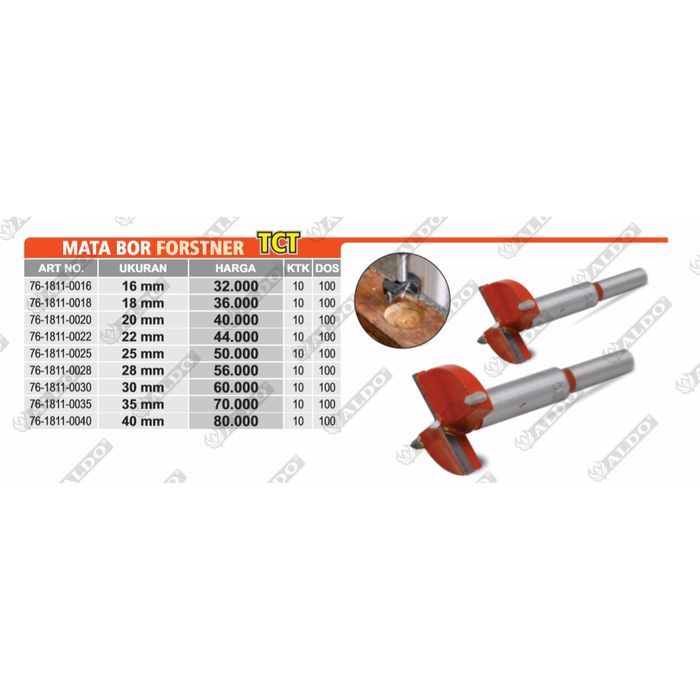 

Mata Bor Forstner Bit TCT 28 mm ALDO Profil Kayu Engsel Sendok 28 mm