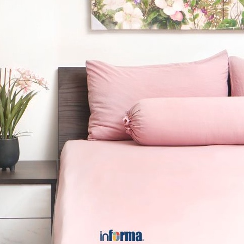 BIG SALE Informa 12X2 cm Set Seprai Single Washed Microfiber  Pink Palmauve Sprei Polos Seprai Aesth