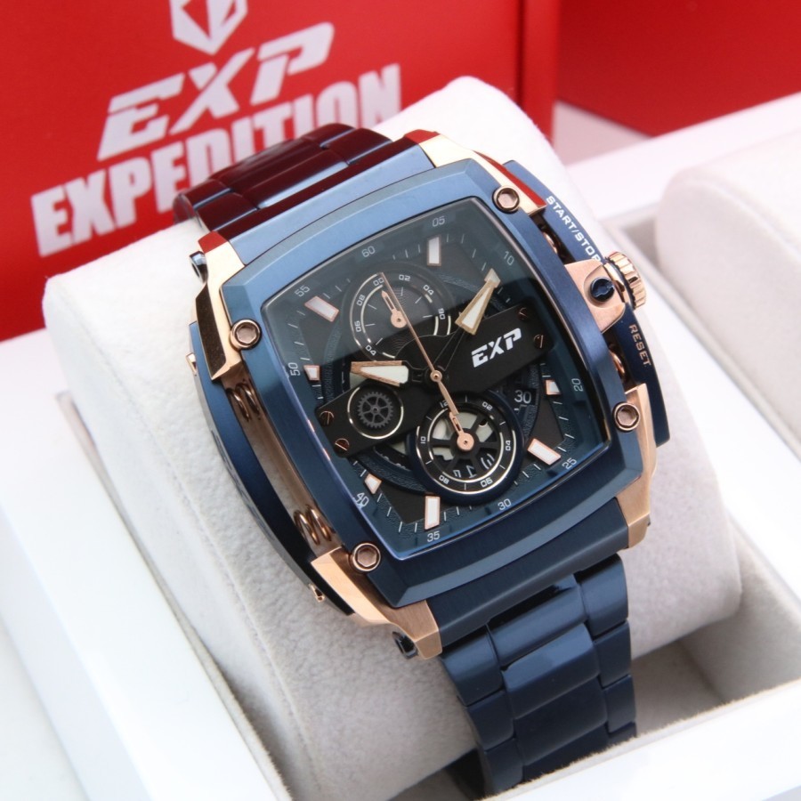 JAM TANGAN ORIGINAL EXPEDITION PRIA EXP 3008 / E3008 - BLUE ROSEGOLD