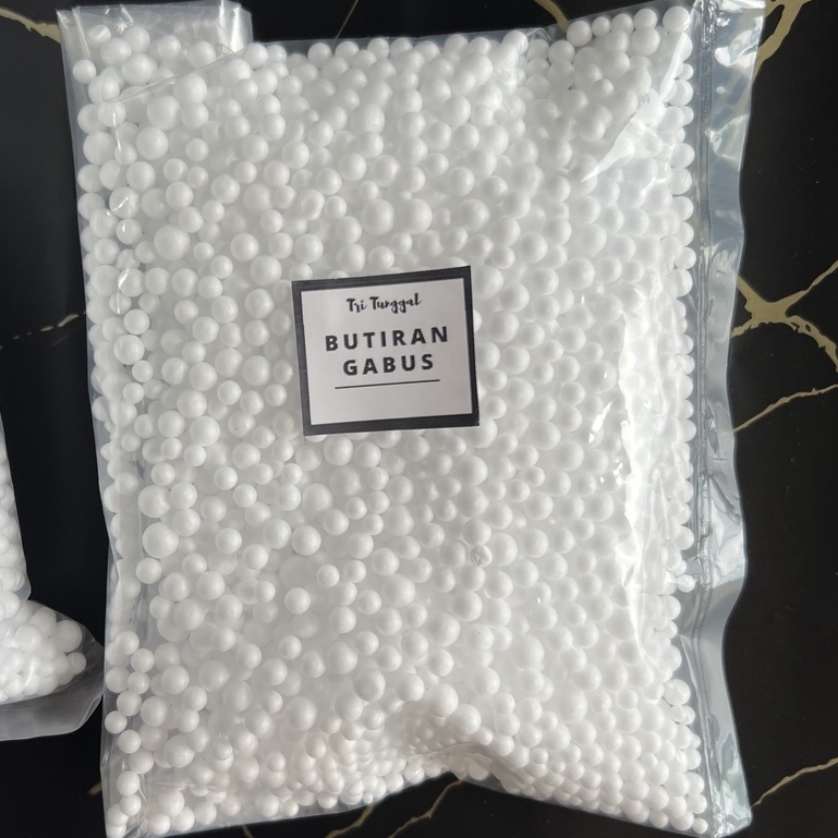 BUTIRAN GABUS 5 Gram 1 Pack Berkualitas Sterofom Putih White Bahan Packing Pengganti Wrapping Bulat 